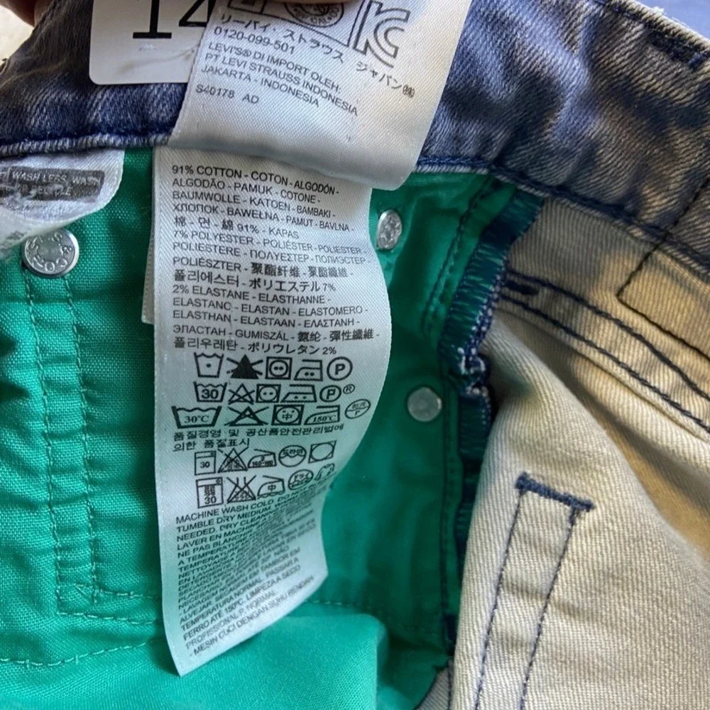 Levis 511 Jeans Mens 32x28 Blue Commuter Cycling Reflective Gusset Distressed